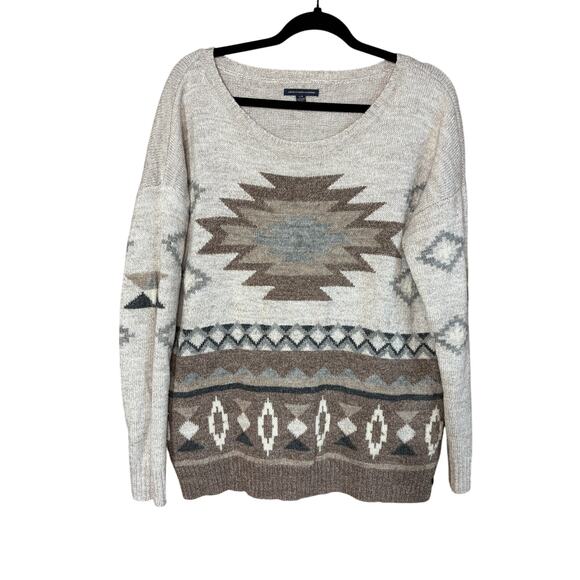 American Eagle Outfitters Western Design Sweater, beige brown – Size Large - Picture 1 of 4